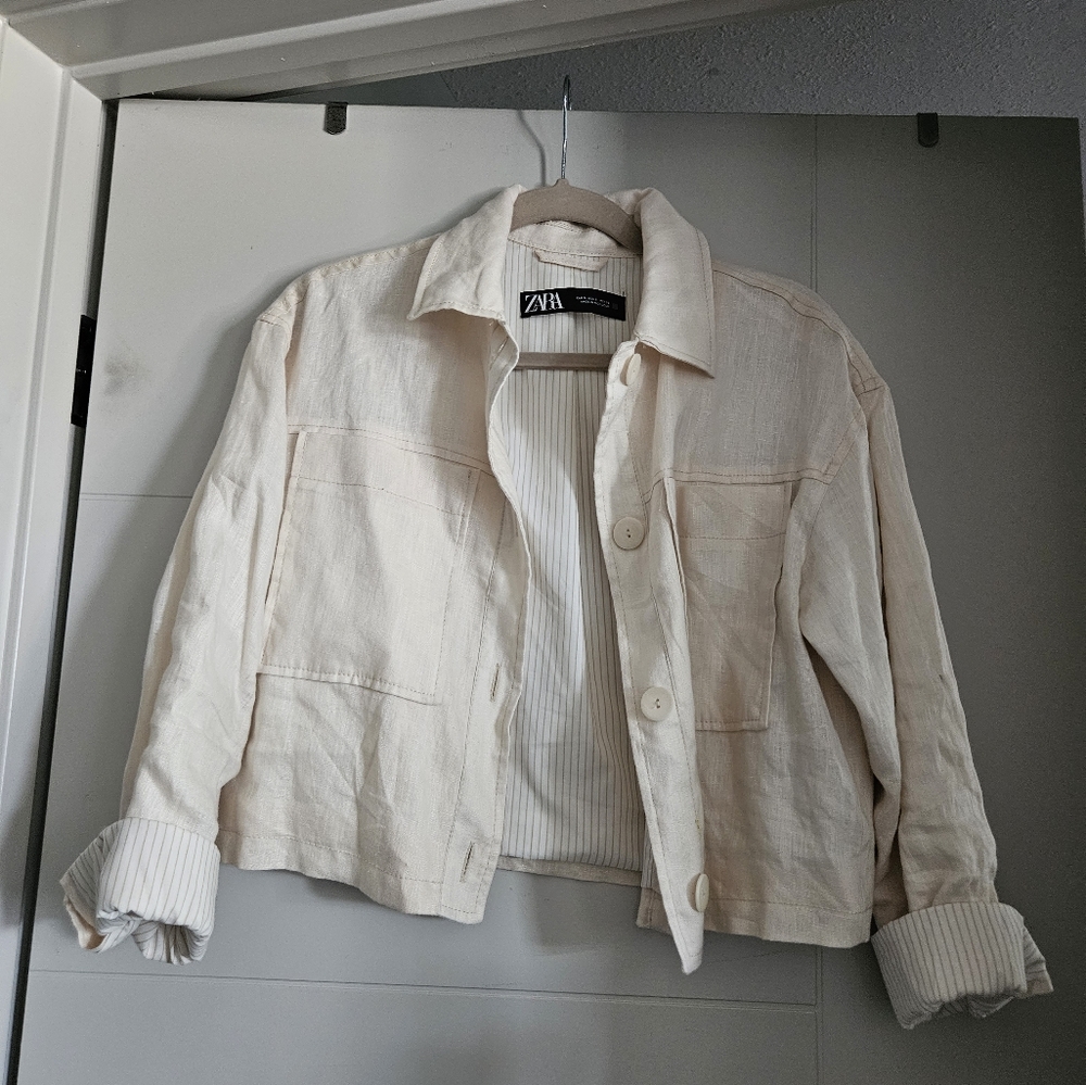 Zara Cropped Linen Jacket